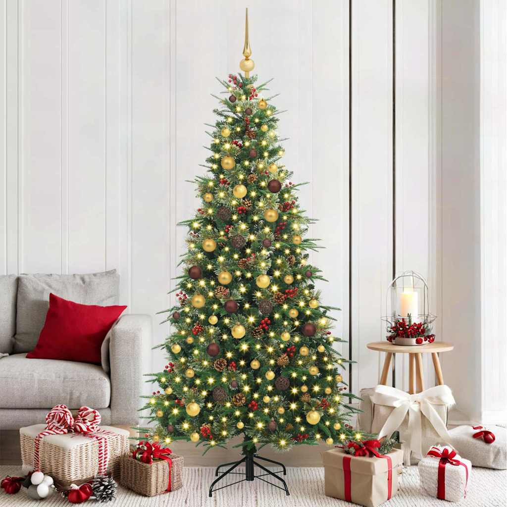 vidaXL Artificial Hinged Christmas Tree Green 210 cm PE and PVC