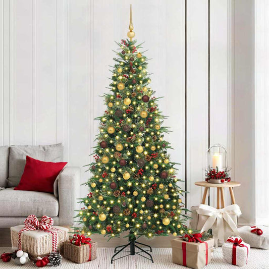 vidaXL Artificial Hinged Christmas Tree Green 210 cm PE and PVC