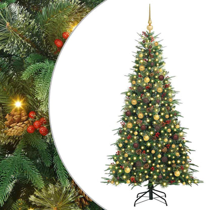 vidaXL Artificial Hinged Christmas Tree Green 210 cm PE and PVC