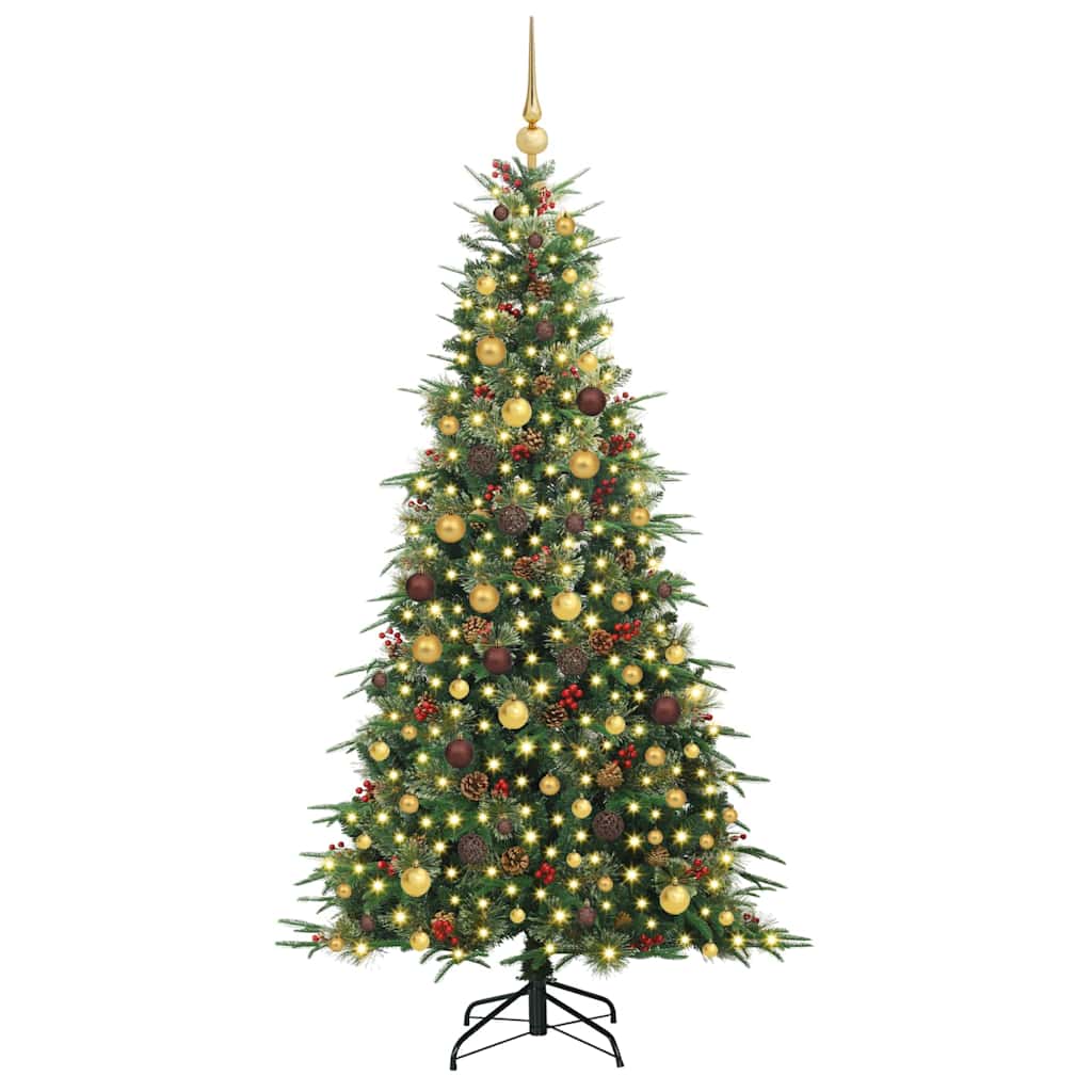 vidaXL Artificial Hinged Christmas Tree Green 210 cm PE and PVC
