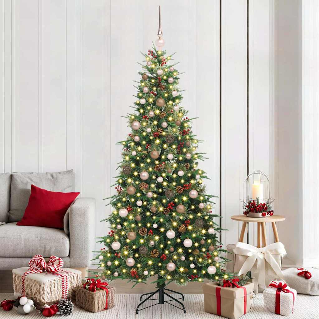 vidaXL Artificial Hinged Christmas Tree Green 210 cm PE and PVC