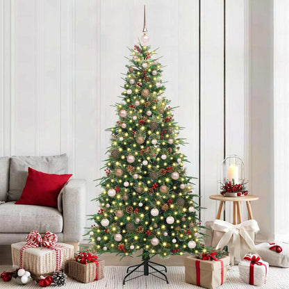 vidaXL Artificial Hinged Christmas Tree Green 210 cm PE and PVC