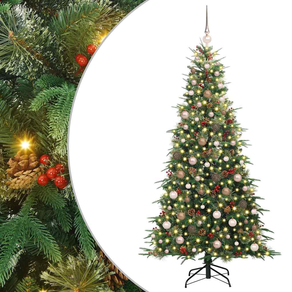 vidaXL Artificial Hinged Christmas Tree Green 210 cm PE and PVC