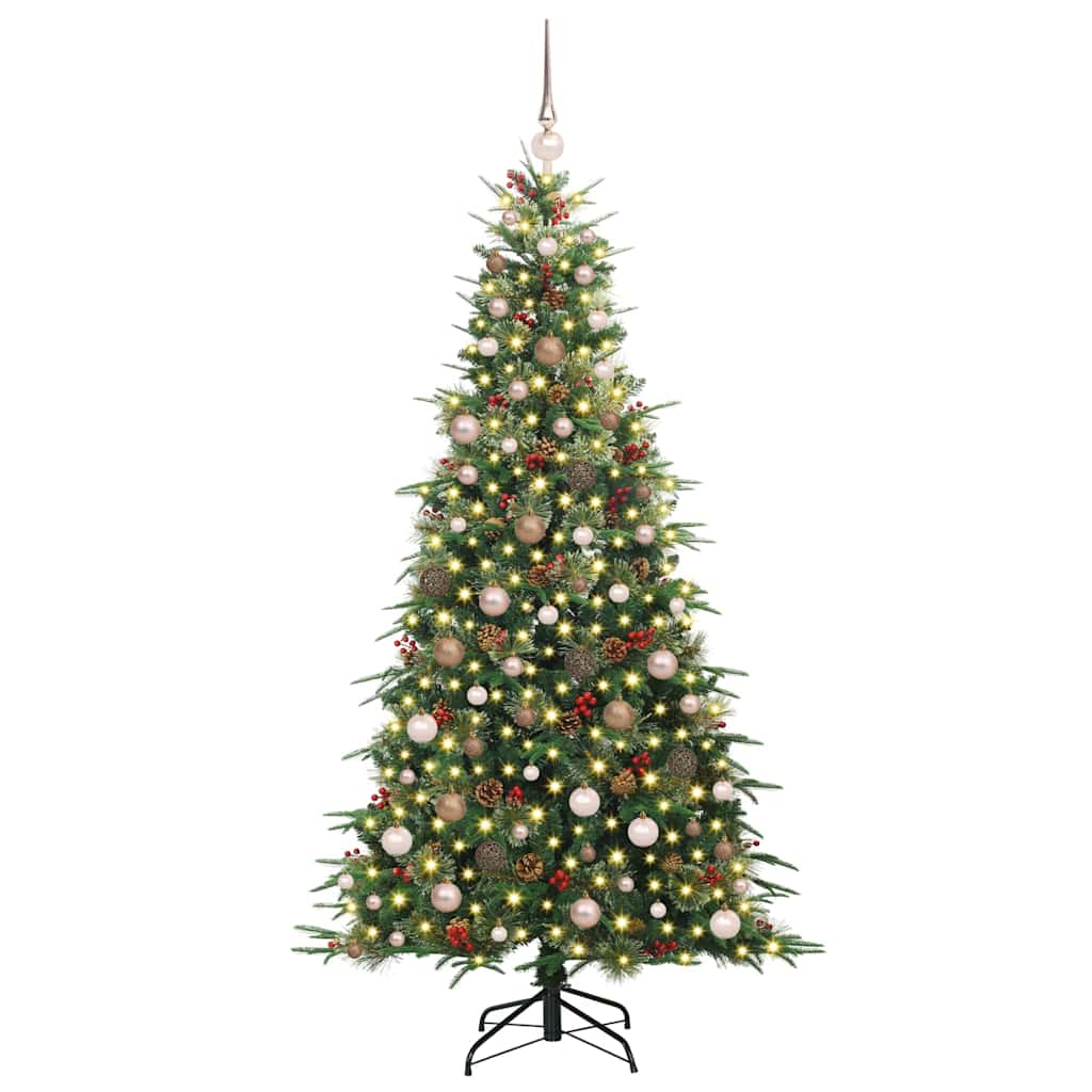 vidaXL Artificial Hinged Christmas Tree Green 210 cm PE and PVC