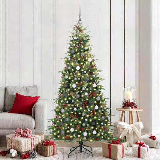vidaXL Artificial Hinged Christmas Tree Green 210 cm PE and PVC