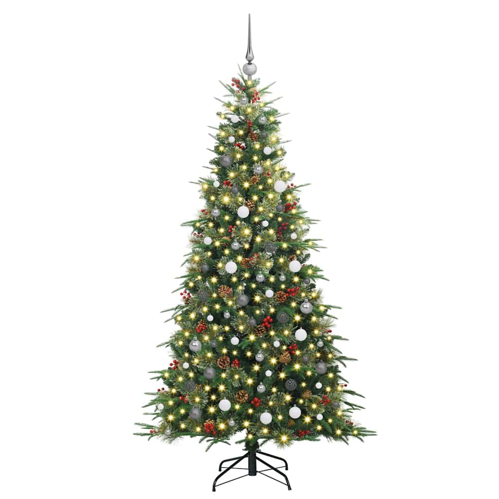 vidaXL Artificial Hinged Christmas Tree Green 210 cm PE and PVC