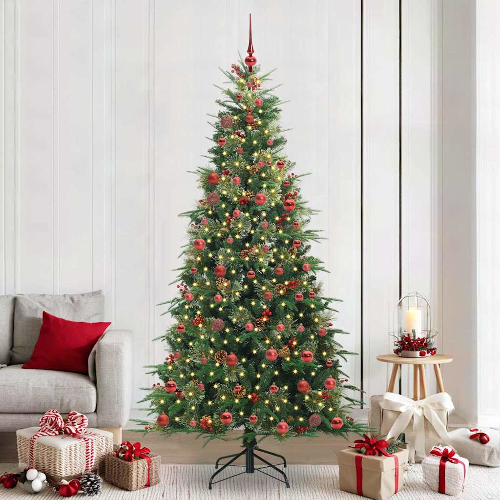 vidaXL Artificial Hinged Christmas Tree Green 210 cm PE and PVC