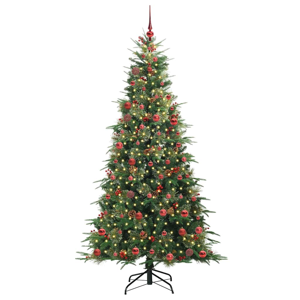 vidaXL Artificial Hinged Christmas Tree Green 210 cm PE and PVC