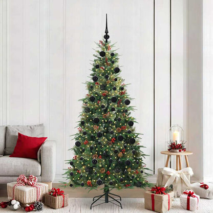 vidaXL Artificial Hinged Christmas Tree Green 210 cm PE and PVC