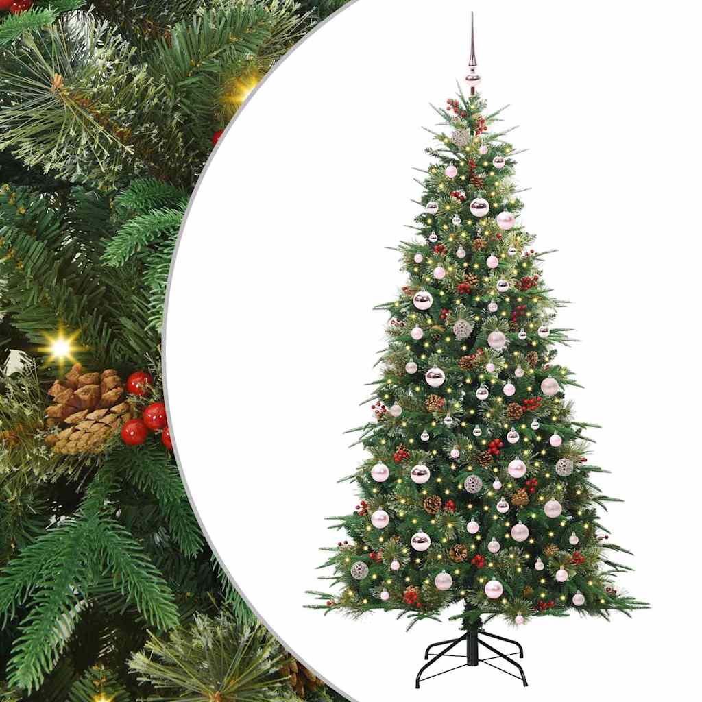 vidaXL Artificial Hinged Christmas Tree Green 210 cm PE and PVC