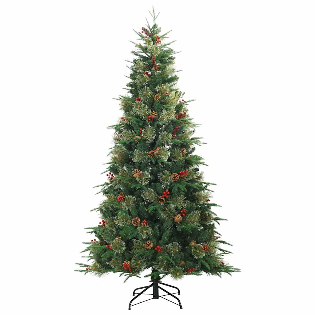 vidaXL Artificial Hinged Christmas Tree Green 210 cm PE and PVC