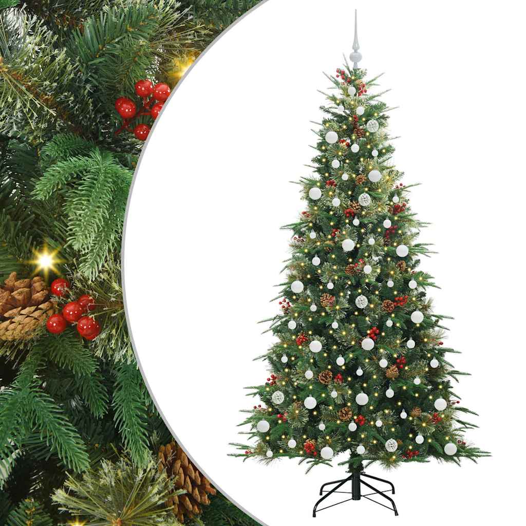 vidaXL Artificial Hinged Christmas Tree Green 210 cm PE and PVC