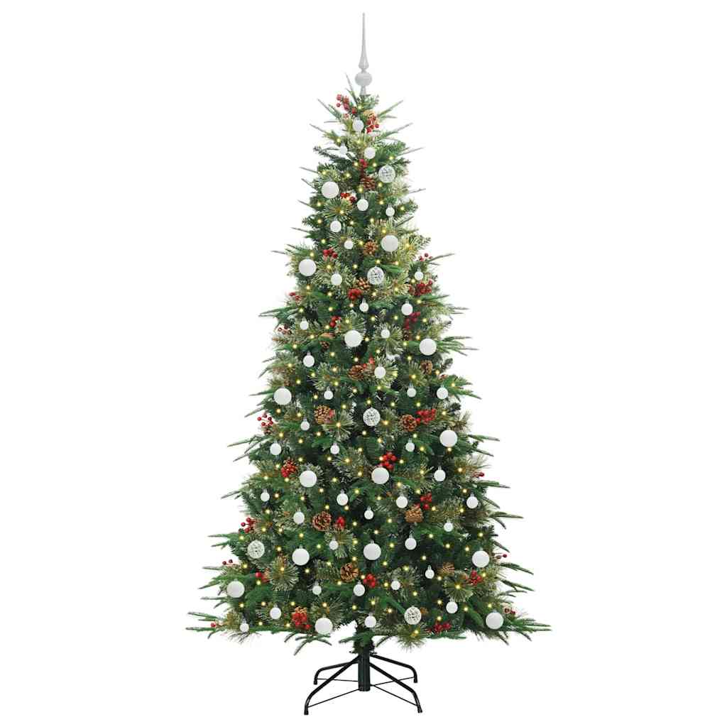vidaXL Artificial Hinged Christmas Tree Green 210 cm PE and PVC