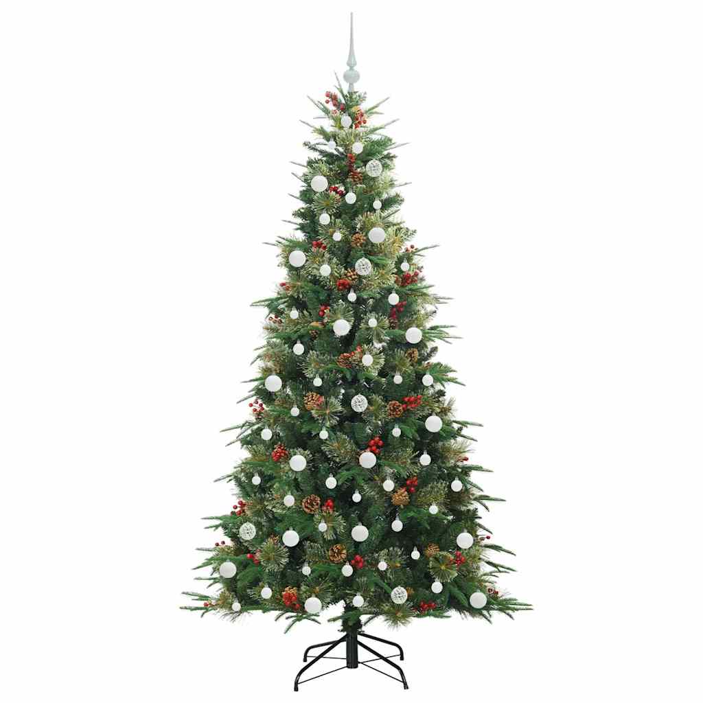 vidaXL Artificial Hinged Christmas Tree Green 210 cm PE and PVC