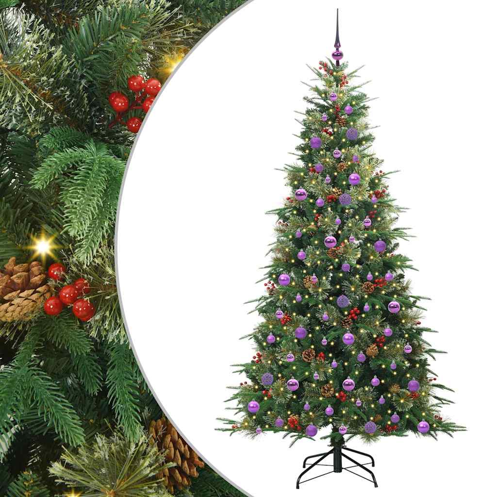 vidaXL Artificial Hinged Christmas Tree Green 210 cm PE and PVC