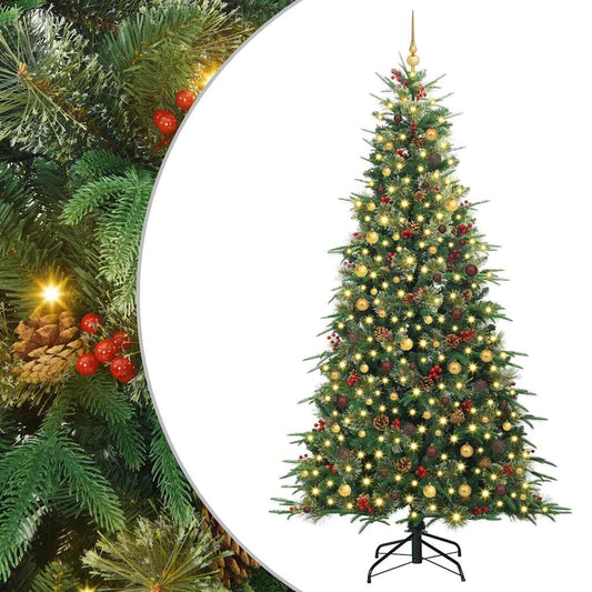 vidaXL Artificial Hinged Christmas Tree Green 240 cm PE and PVC