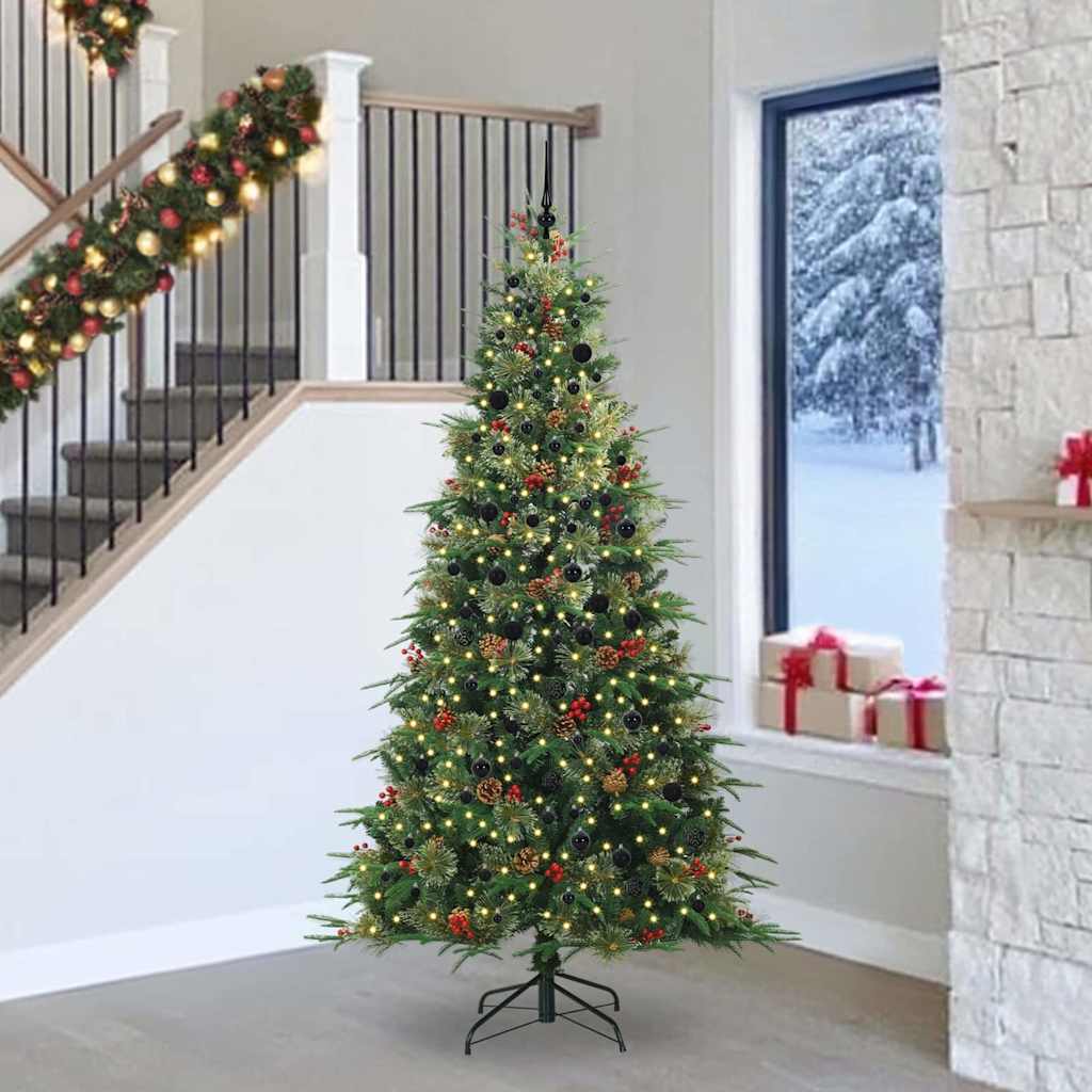 vidaXL Artificial Hinged Christmas Tree Green 240 cm PE and PVC