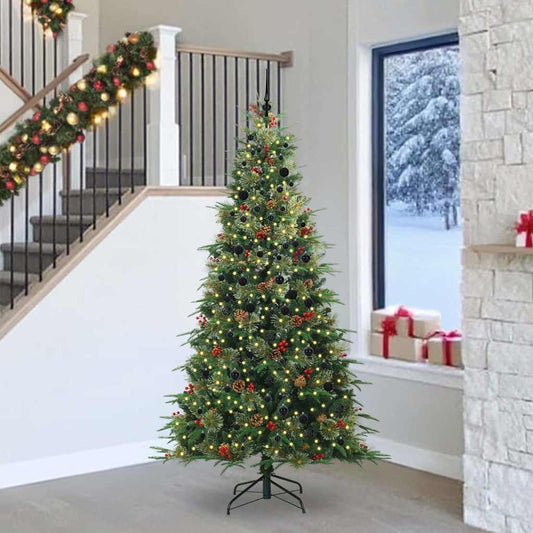 vidaXL Artificial Hinged Christmas Tree Green 240 cm PE and PVC
