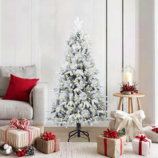 vidaXL Artificial Hinged Christmas Tree White 150 cm PE and PVC