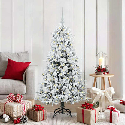 vidaXL Artificial Hinged Christmas Tree White 150 cm PE and PVC