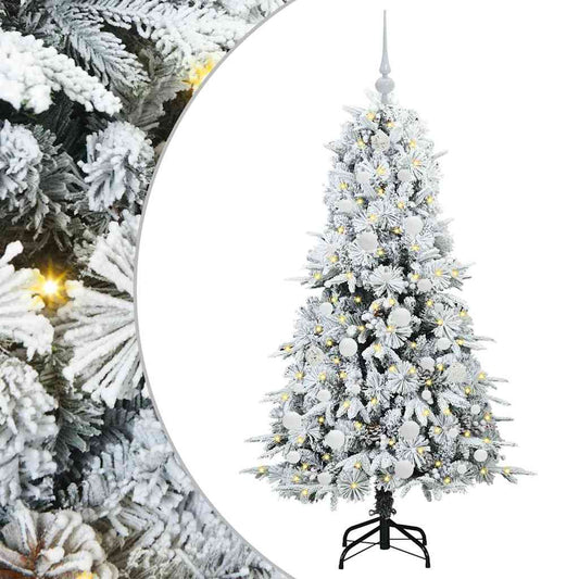 vidaXL Artificial Hinged Christmas Tree White 150 cm PE and PVC