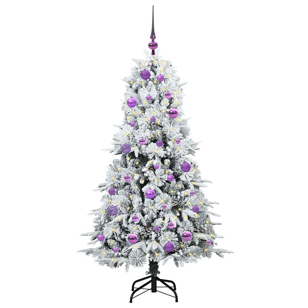 vidaXL Artificial Hinged Christmas Tree White 150 cm PE and PVC