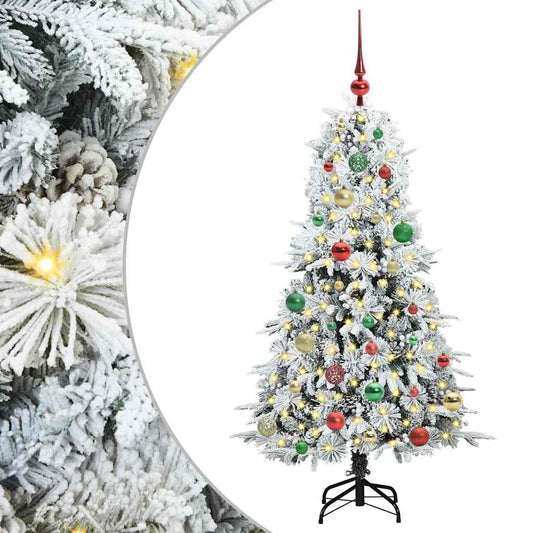 vidaXL Artificial Hinged Christmas Tree White 150 cm PE and PVC