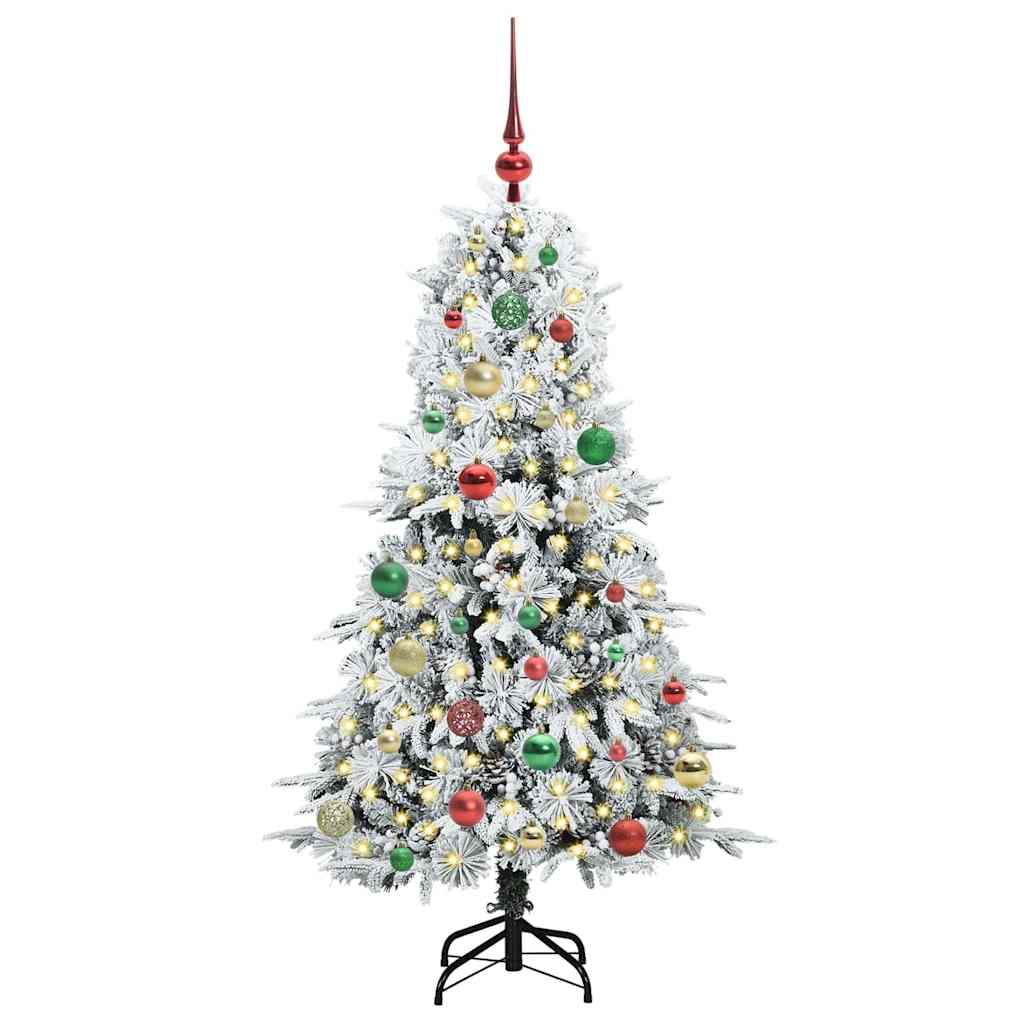 vidaXL Artificial Hinged Christmas Tree White 150 cm PE and PVC