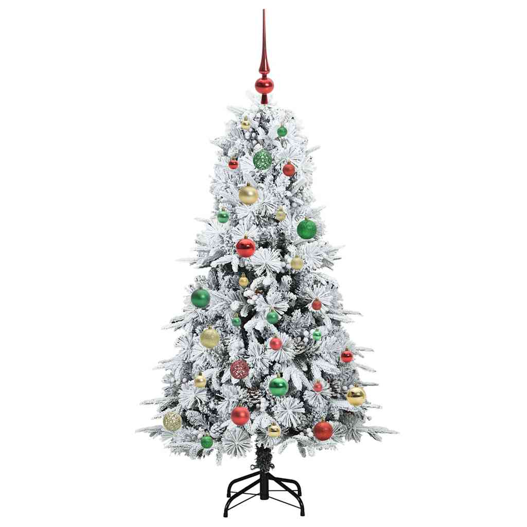 vidaXL Artificial Hinged Christmas Tree White 150 cm PE and PVC