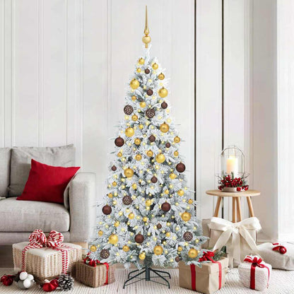 vidaXL Artificial Hinged Christmas Tree White 180 cm PE and PVC