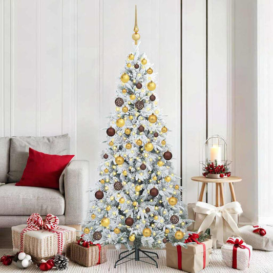 vidaXL Artificial Hinged Christmas Tree White 180 cm PE and PVC