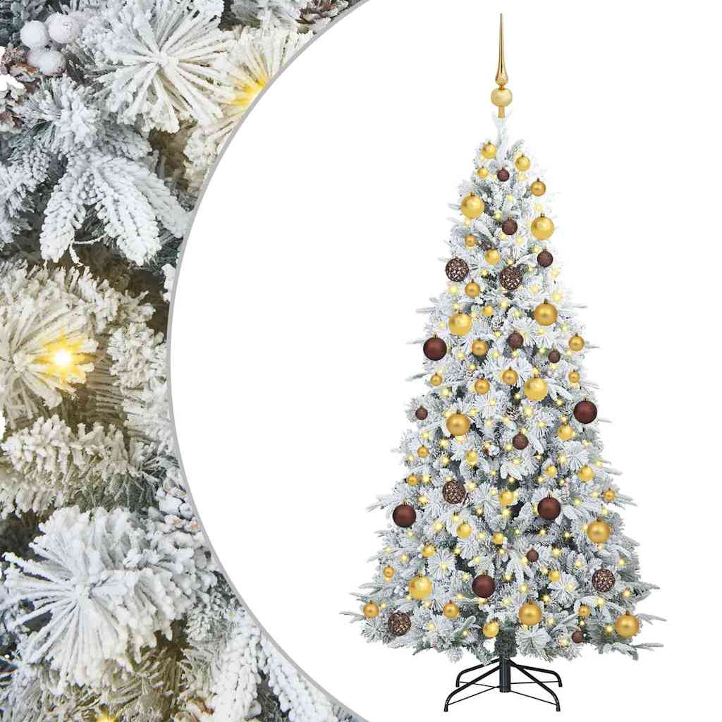 vidaXL Artificial Hinged Christmas Tree White 180 cm PE and PVC