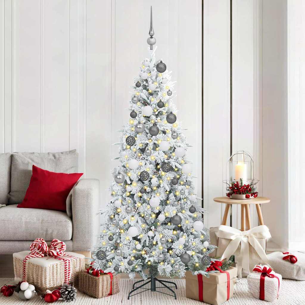 vidaXL Artificial Hinged Christmas Tree White 180 cm PE and PVC