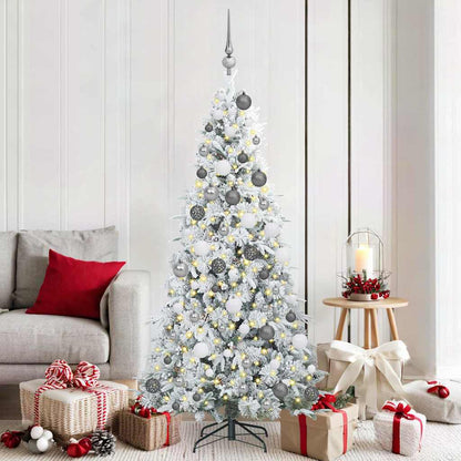 vidaXL Artificial Hinged Christmas Tree White 180 cm PE and PVC