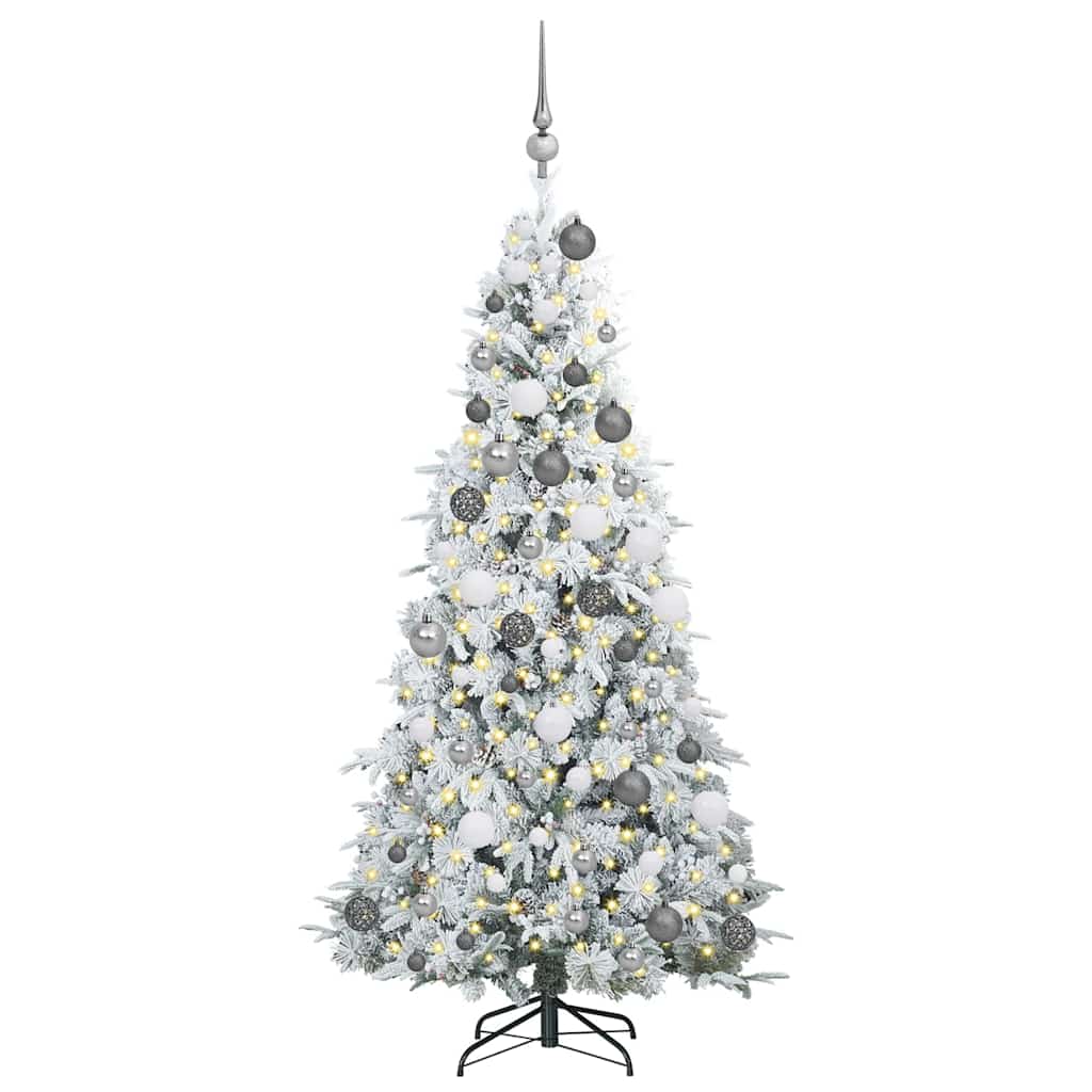vidaXL Artificial Hinged Christmas Tree White 180 cm PE and PVC