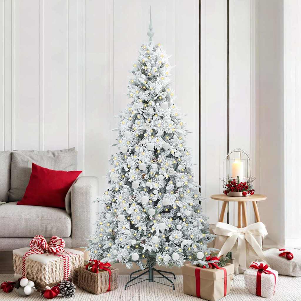 vidaXL Artificial Hinged Christmas Tree White 180 cm PE and PVC