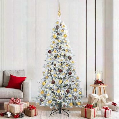 vidaXL Artificial Hinged Christmas Tree White 210 cm PE and PVC