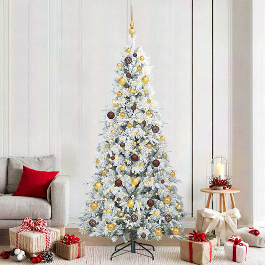 vidaXL Artificial Hinged Christmas Tree White 210 cm PE and PVC