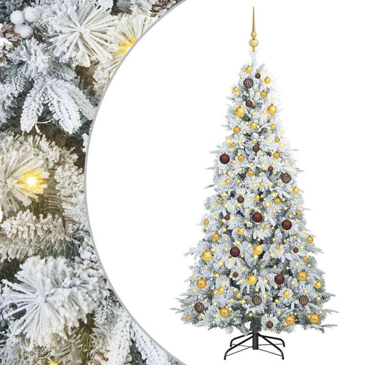 vidaXL Artificial Hinged Christmas Tree White 210 cm PE and PVC