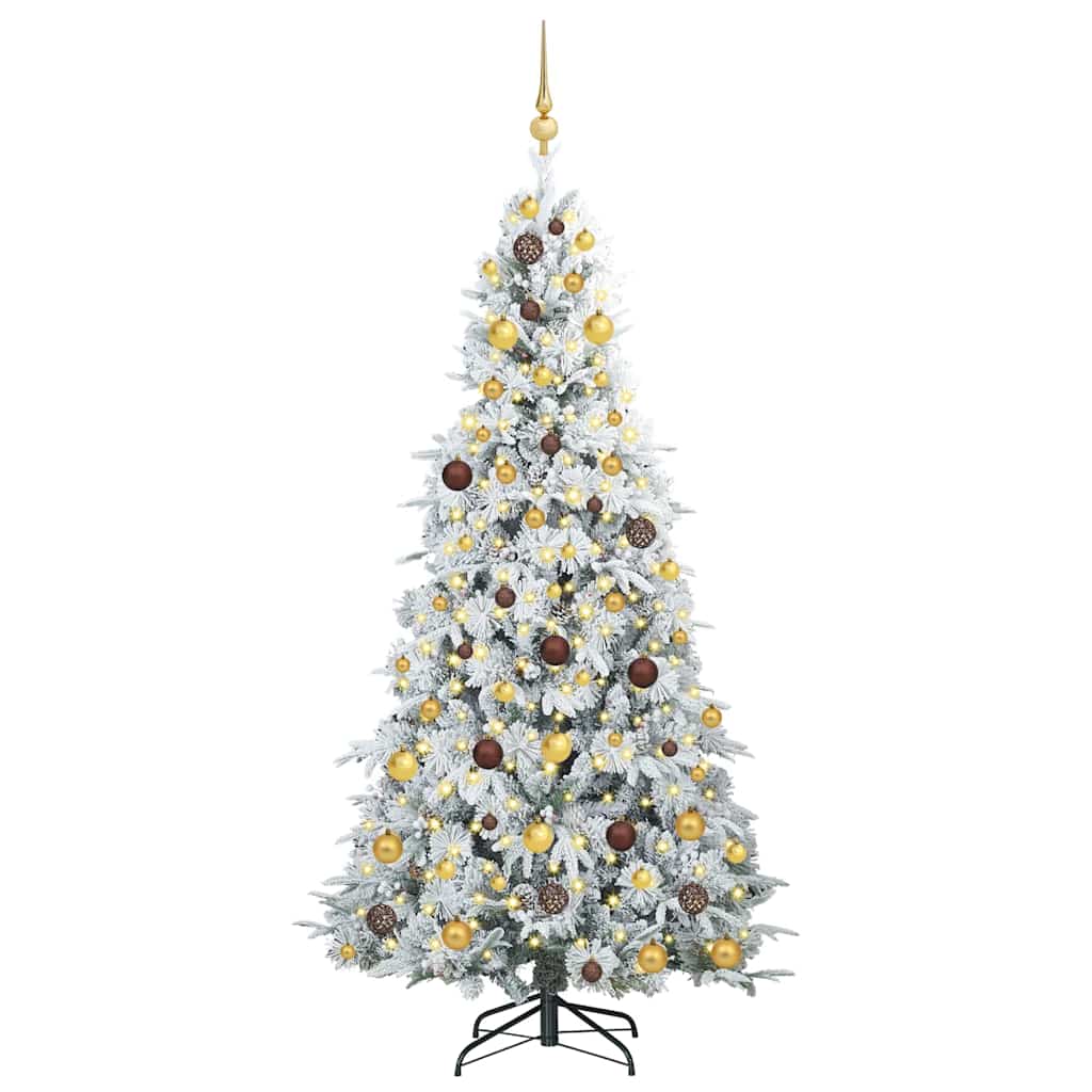 vidaXL Artificial Hinged Christmas Tree White 210 cm PE and PVC