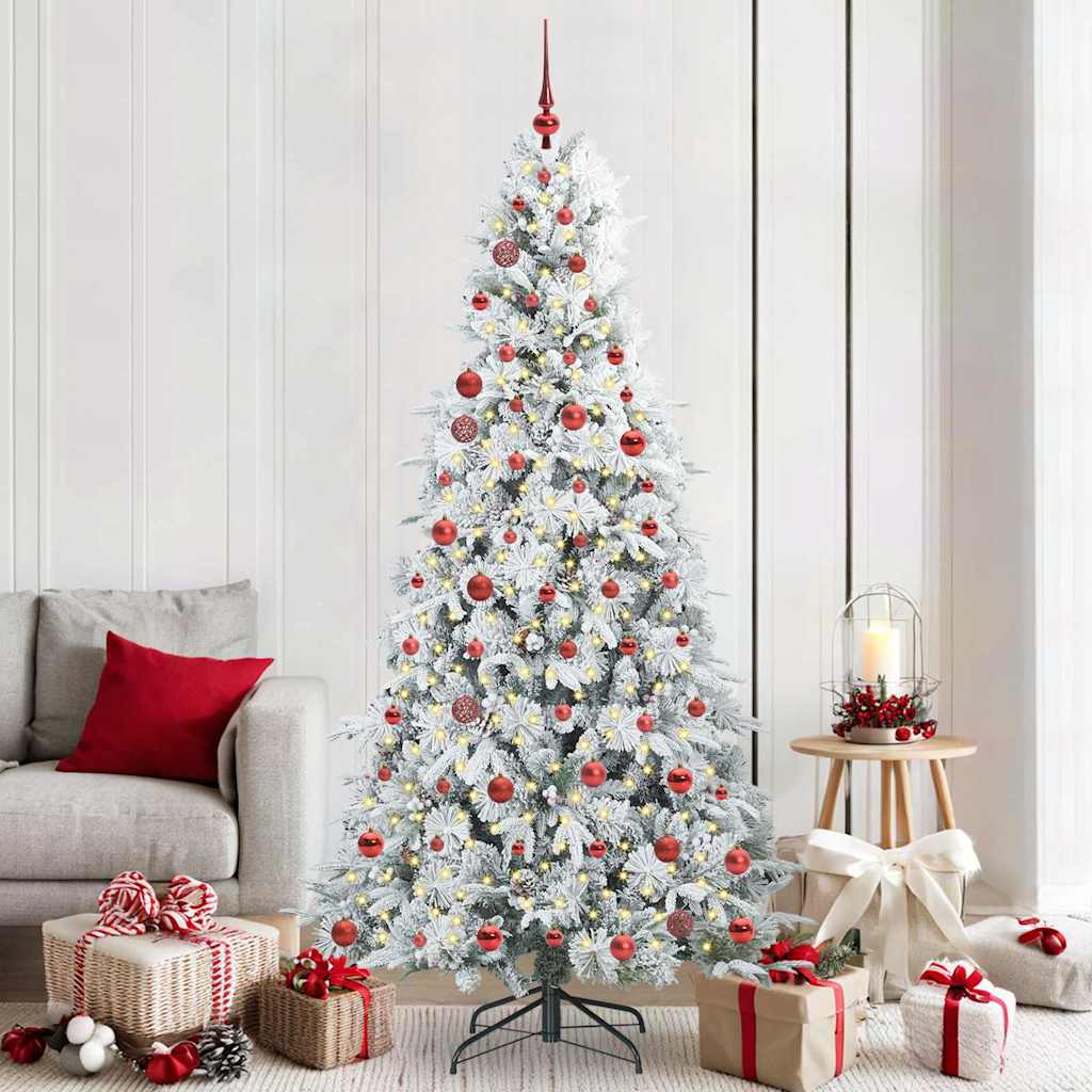 vidaXL Artificial Hinged Christmas Tree White 210 cm PE and PVC