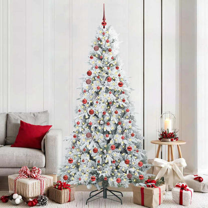 vidaXL Artificial Hinged Christmas Tree White 210 cm PE and PVC