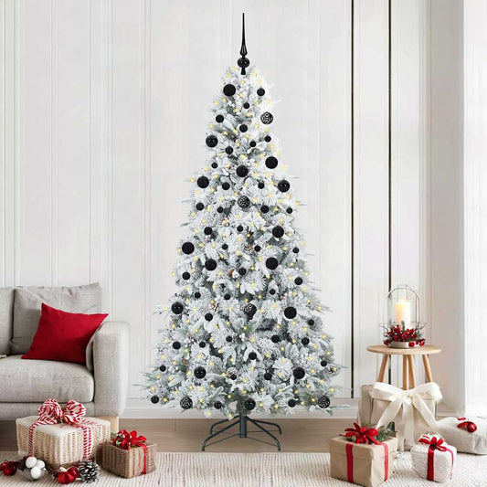 vidaXL Artificial Hinged Christmas Tree White 210 cm PE and PVC