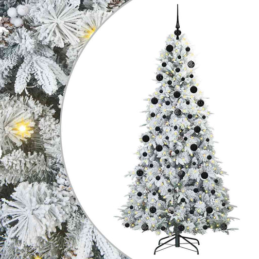 vidaXL Artificial Hinged Christmas Tree White 210 cm PE and PVC