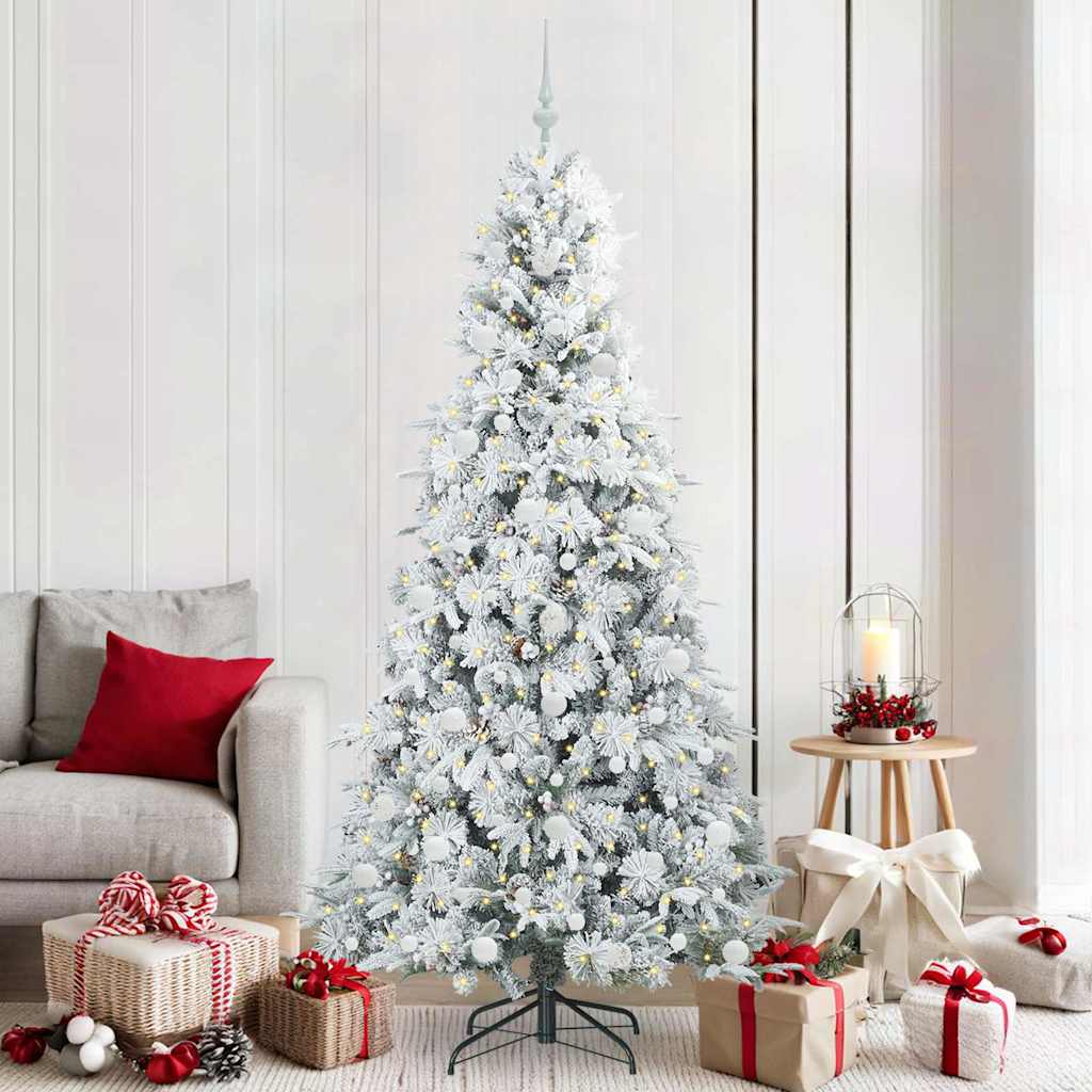 vidaXL Artificial Hinged Christmas Tree White 210 cm PE and PVC
