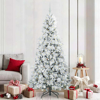 vidaXL Artificial Hinged Christmas Tree White 210 cm PE and PVC