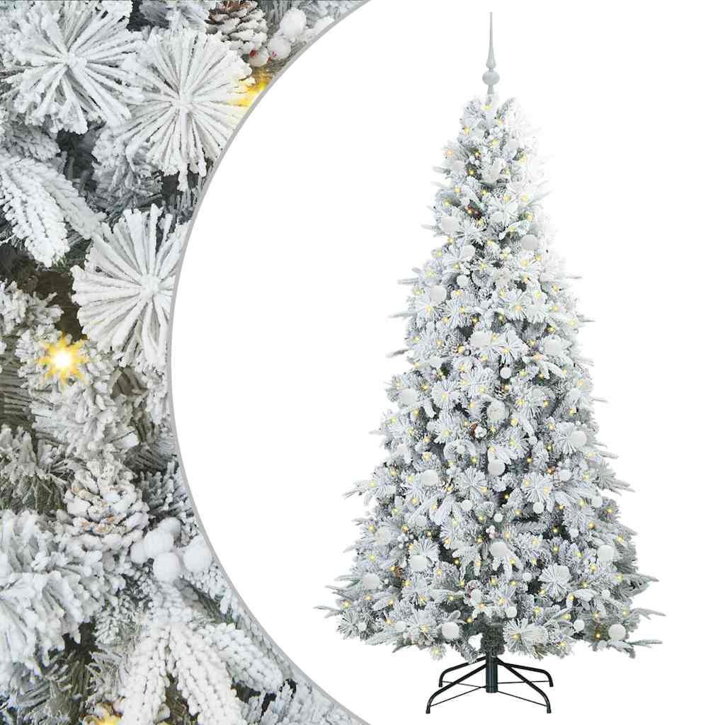 vidaXL Artificial Hinged Christmas Tree White 210 cm PE and PVC