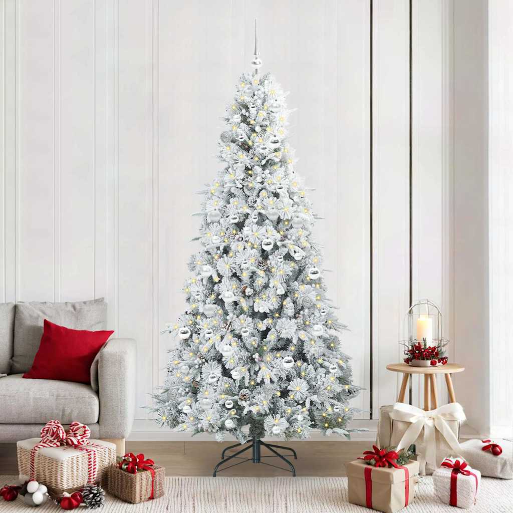 vidaXL Artificial Hinged Christmas Tree White 210 cm PE and PVC
