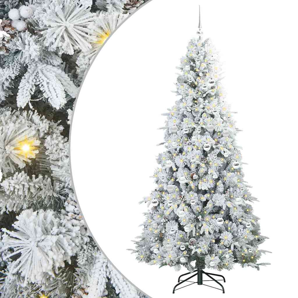 vidaXL Artificial Hinged Christmas Tree White 210 cm PE and PVC