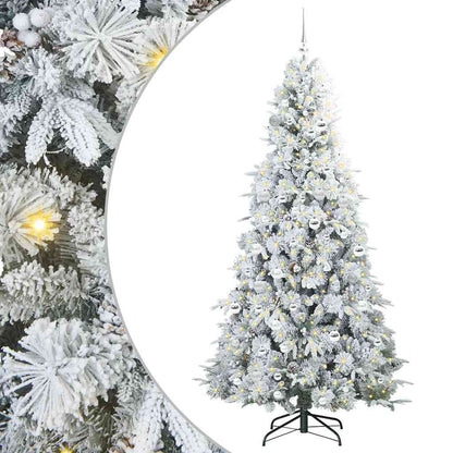 vidaXL Artificial Hinged Christmas Tree White 210 cm PE and PVC